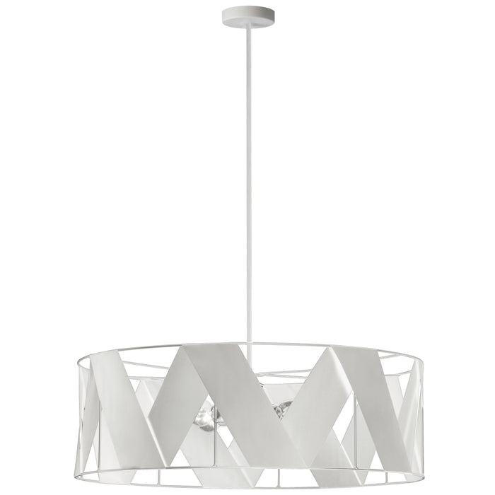 Cardano 4 Light Chandelier - Open - Matte White - White Ribbon