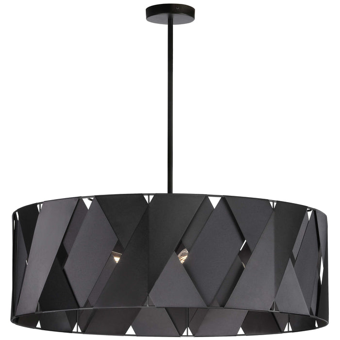 Cardano 4 Light Chandelier - Closed - Matte Black - Black Ribbon