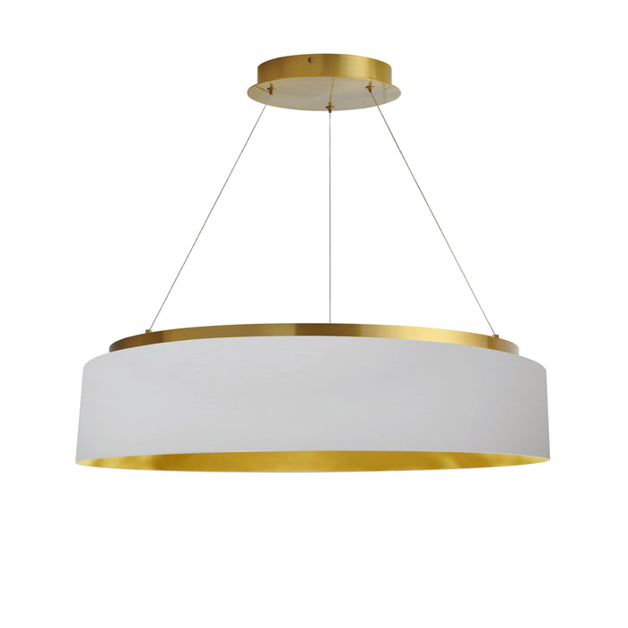 Circulo Chandelier - 34W - Aged Brass - White/Gold Shade