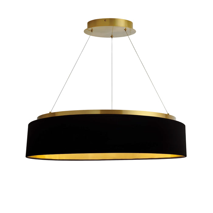 Circulo Chandelier - 34W - Aged Brass - Black/Gold Shade