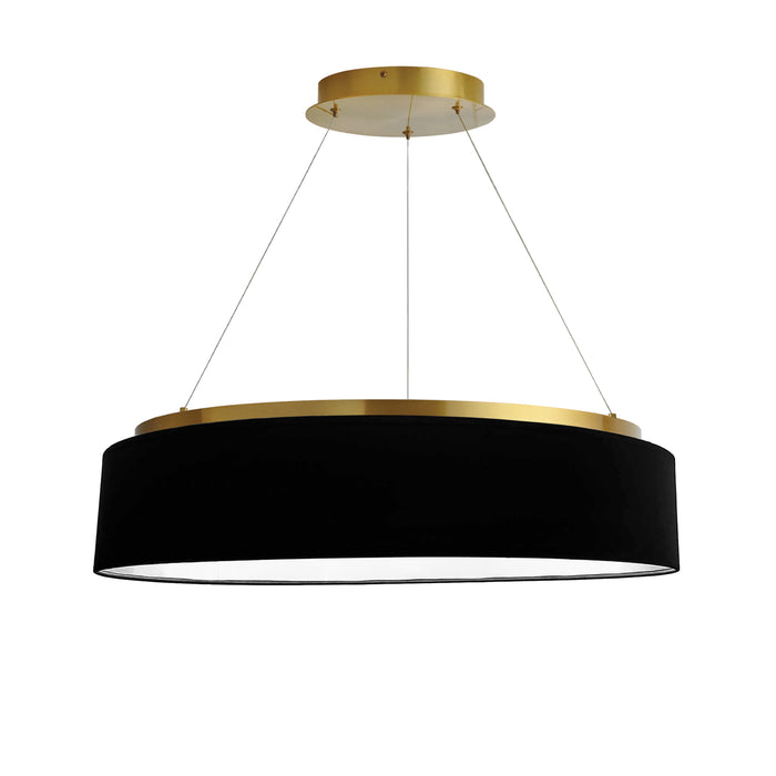 Circulo Chandelier - 34W - Aged Brass - Black/White Shade