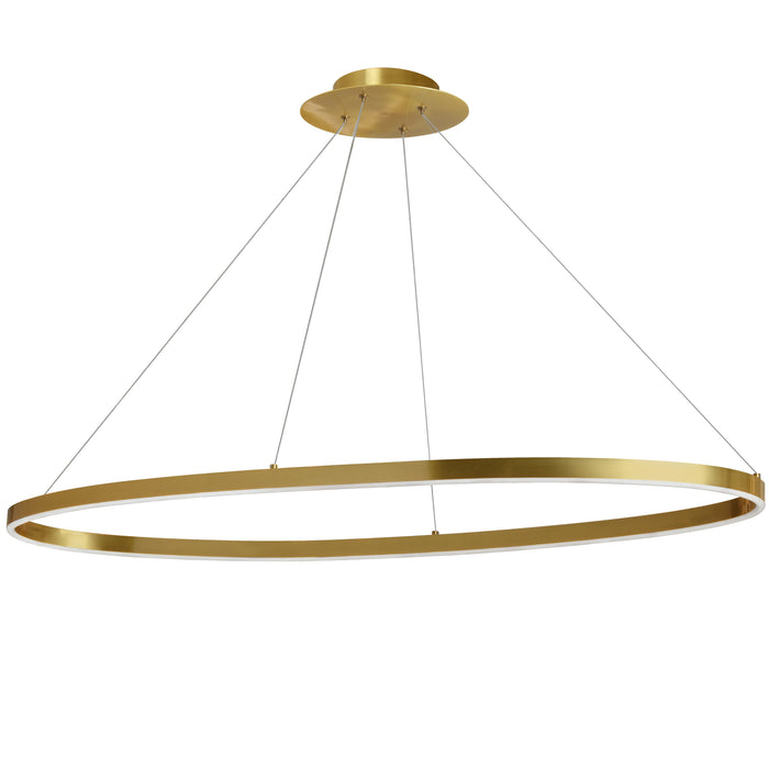 Circulo Horizontal Chandelier - 63W - Aged Brass Finish - White Silicone Diffuser