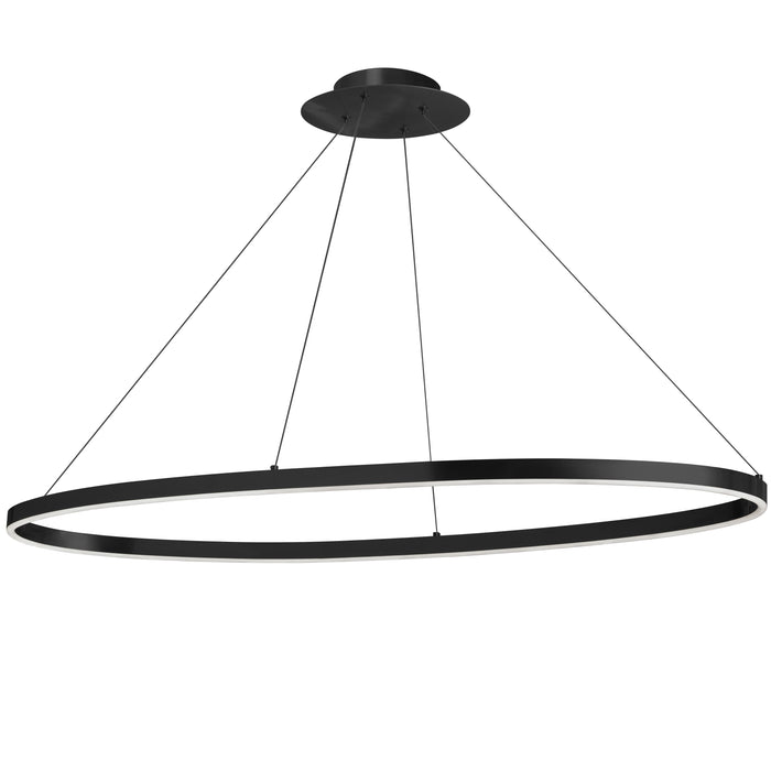 Circulo Horizontal Chandelier - 63W - Matte Black Finish - White Acrylic Diffuser