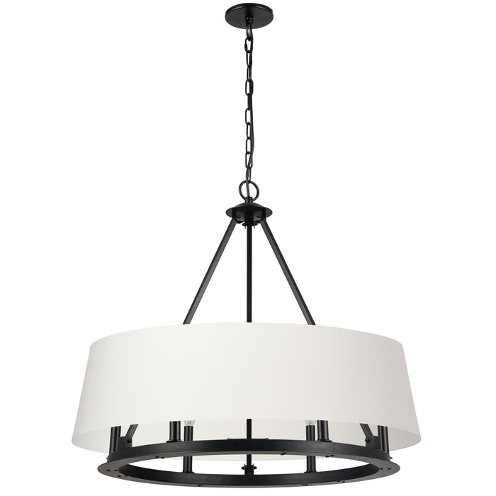 Colby 6 Light Chandelier - Matte Black - 1 White Shade