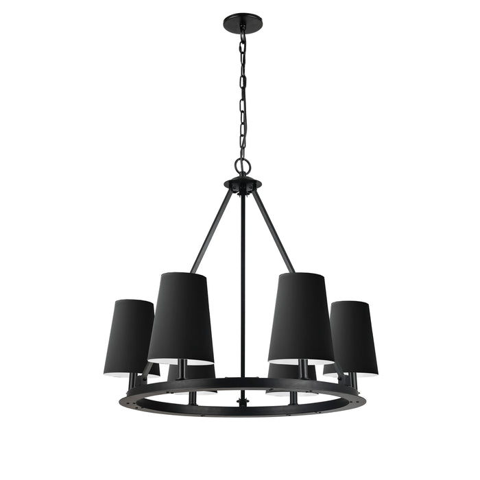 Colby 6 Light Chandelier - Matte Black - 6 Black/White Shades