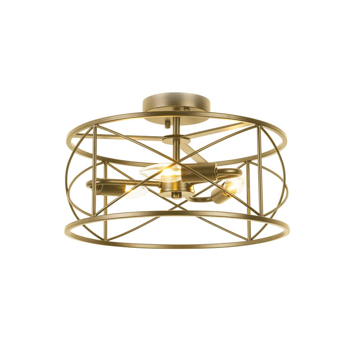 Calah 3 Light Semi-Flush Mount - Incandescent - Aged Brass