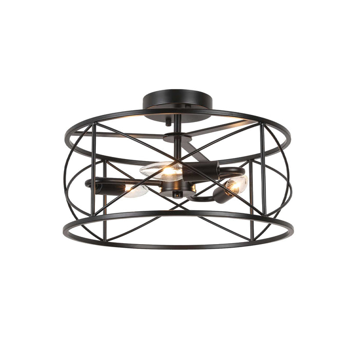 Calah 3 Light Semi-Flush Mount - Incandescent - Matte Black