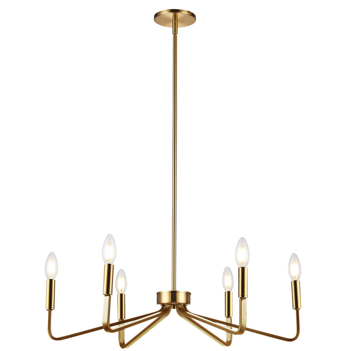 Clayton 6 Light Chandelier - Aged Brass