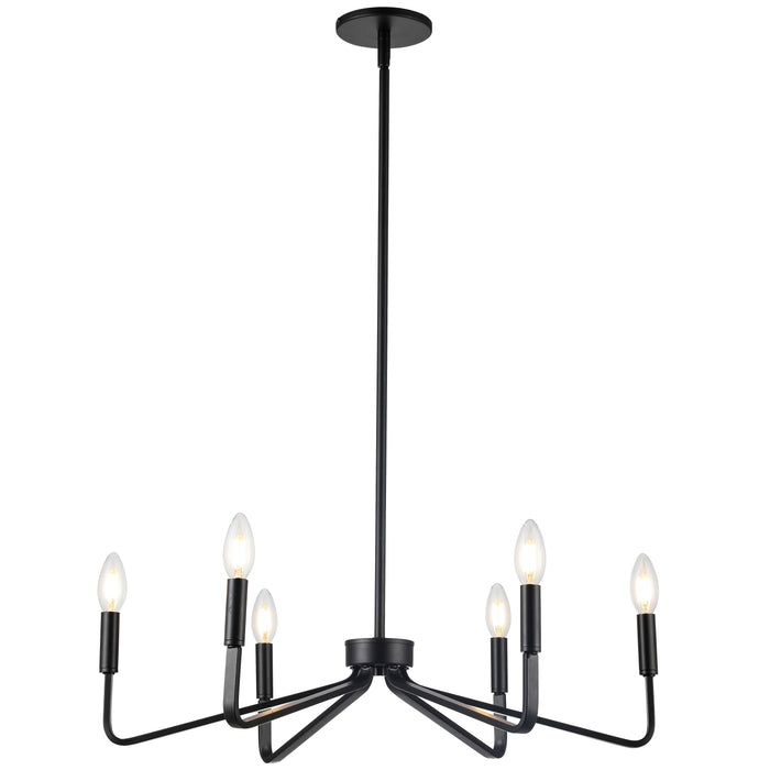 Clayton 6 Light Chandelier - Matte Black