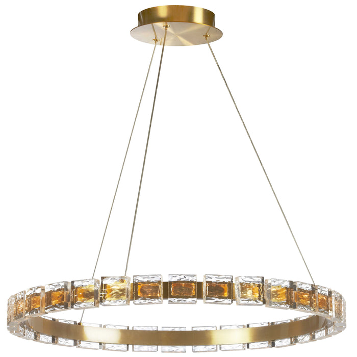 Camila Chandelier - 28W LED - Aged Brass with Crystal Glass