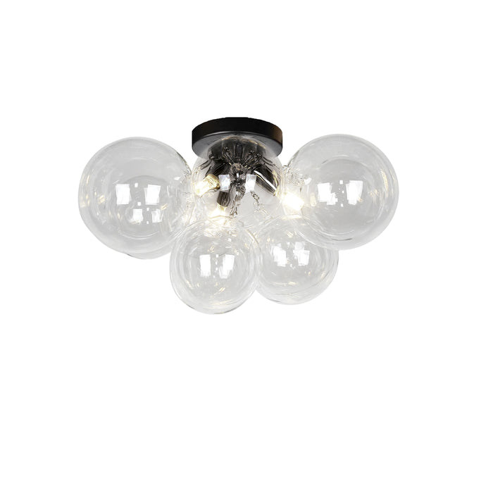 Comet 3 Light Flush Mount - Matte Black - Clear Glass