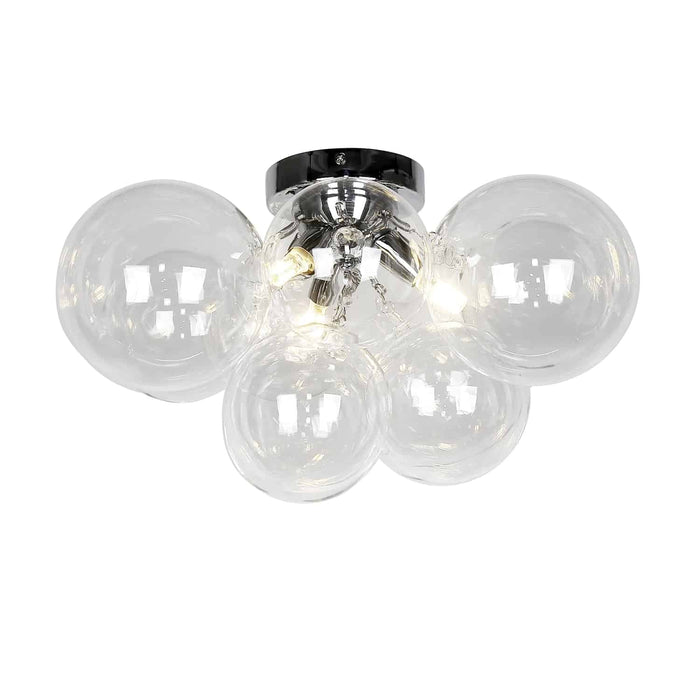 Comet 3 Light Flush Mount - Polished Chrome - Clear Glass