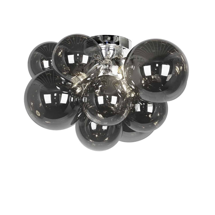 Comet 3 Light Flush Mount - Polished Chrome - Smoked Glass