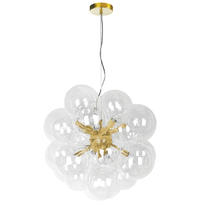 Comet 6 Light Chandelier - Aged Brass - Clear Glass