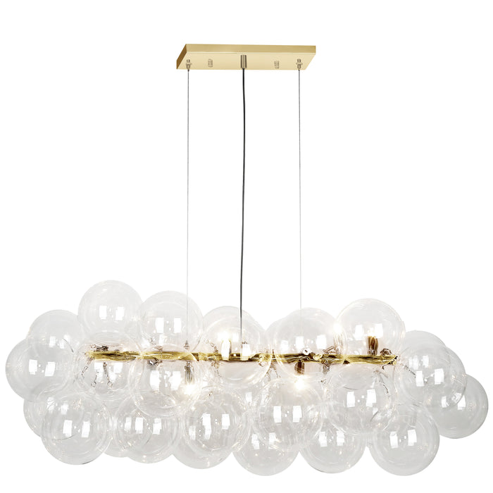 Comet 10 Light Horizontal Pendant - Aged Brass - Clear Glass