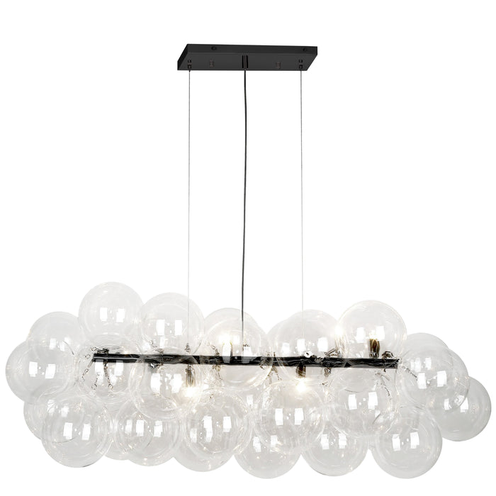 Comet 10 Light Horizontal Pendant - Matte Black - Clear Glass