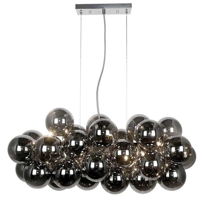 Comet 10 Light Horizontal Pendant - Polished Chrome - Smoked Glass