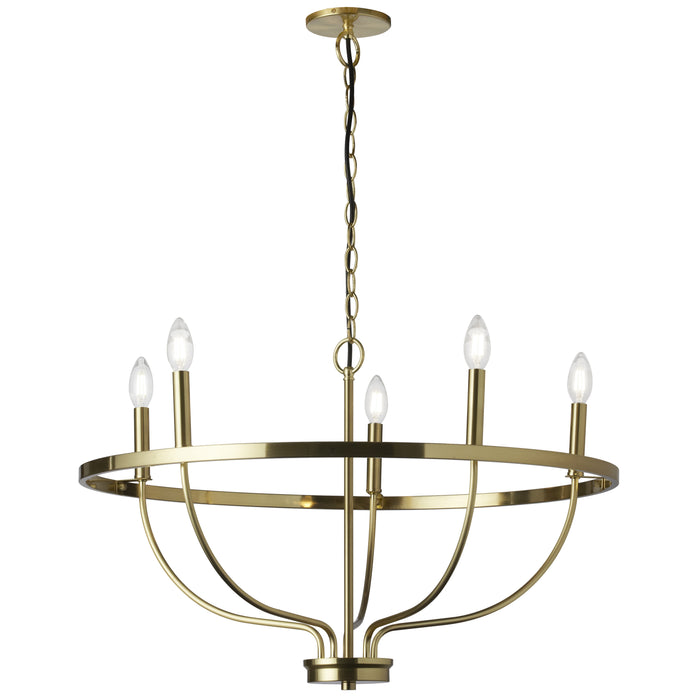 Cesar 5 Light Chandelier - Aged Brass