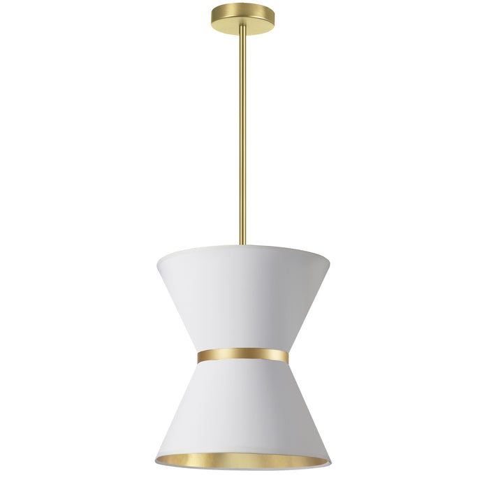 Caterine 1 Light Pendant - 12" dia - Aged Brass Finish - Gold Ring/White Shade