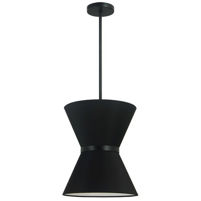 Caterine 1 Light Pendant - 12" dia - Matte Black Finish - Black Ring/Black Shade