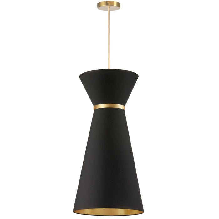 Caterine 1 Light Pendant - 14" dia - Aged Brass Finish - Gold Ring/Black Shade