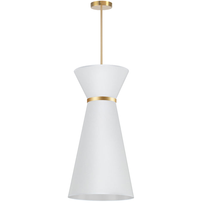 Caterine 1 Light Pendant - 14" dia - Aged Brass Finish - Gold Ring/White Shade