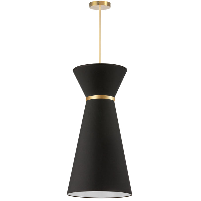 Caterine 1 Light Pendant - 14" dia - Aged Brass Finish - Gold Ring/Black Shade