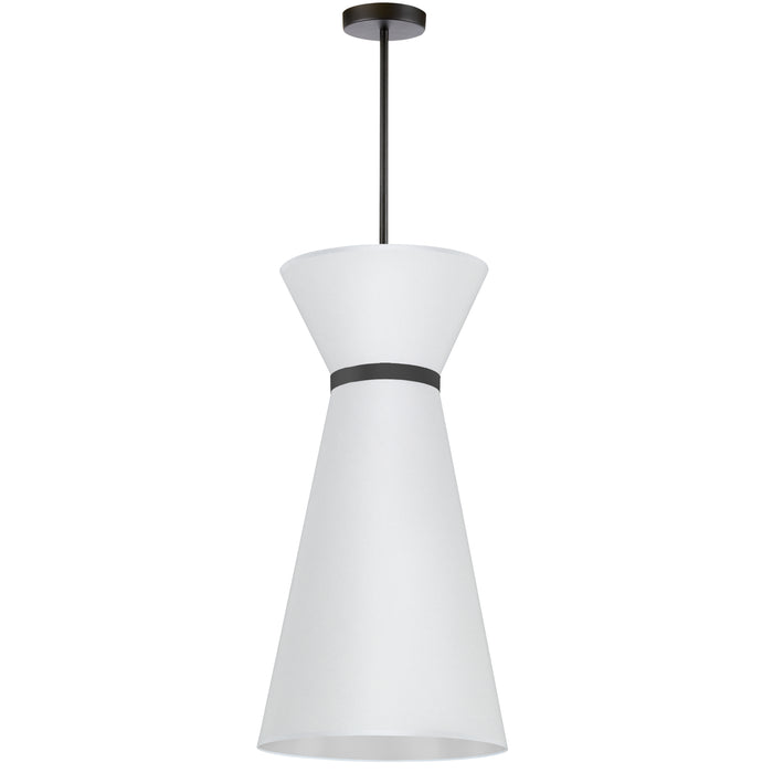 Caterine 1 Light Pendant - 14" dia - Matte Black Finish - Black Ring/White Shade