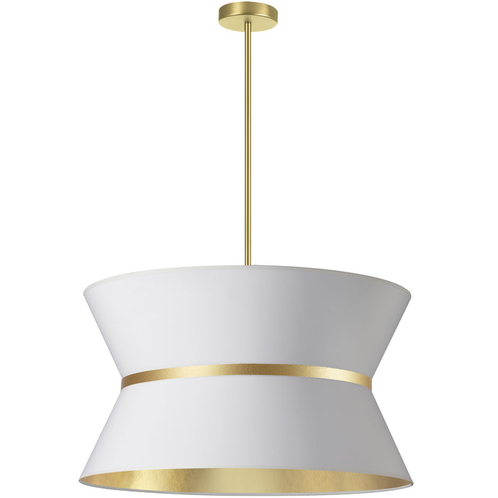 Caterine 4 Light Pendant - 24" dia - Aged Brass Finish - Gold Ring/White Shade