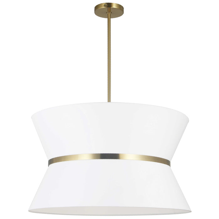 Caterine 4 Light Pendant - 24" dia - Aged Brass Finish - Gold Ring/White Shade