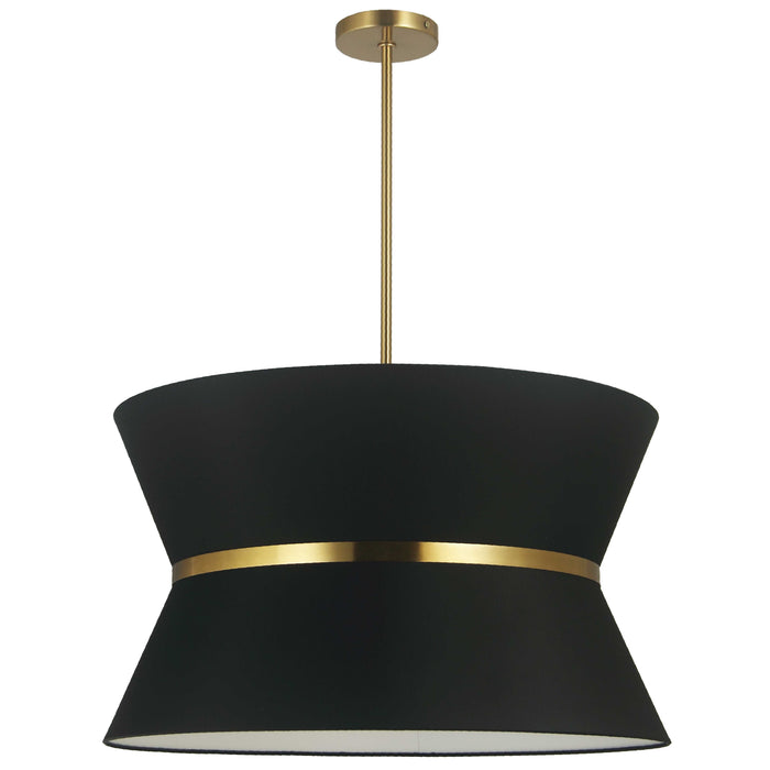 Caterine 4 Light Pendant - 24" dia - Aged Brass Finish - Gold Ring/Black Shade