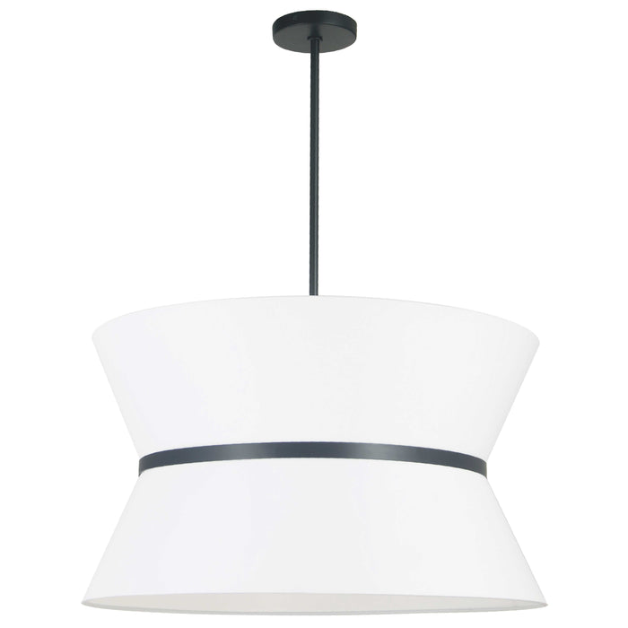 Caterine 4 Light Pendant - 24" dia - Matte Black Finish - Black Ring/White Shade