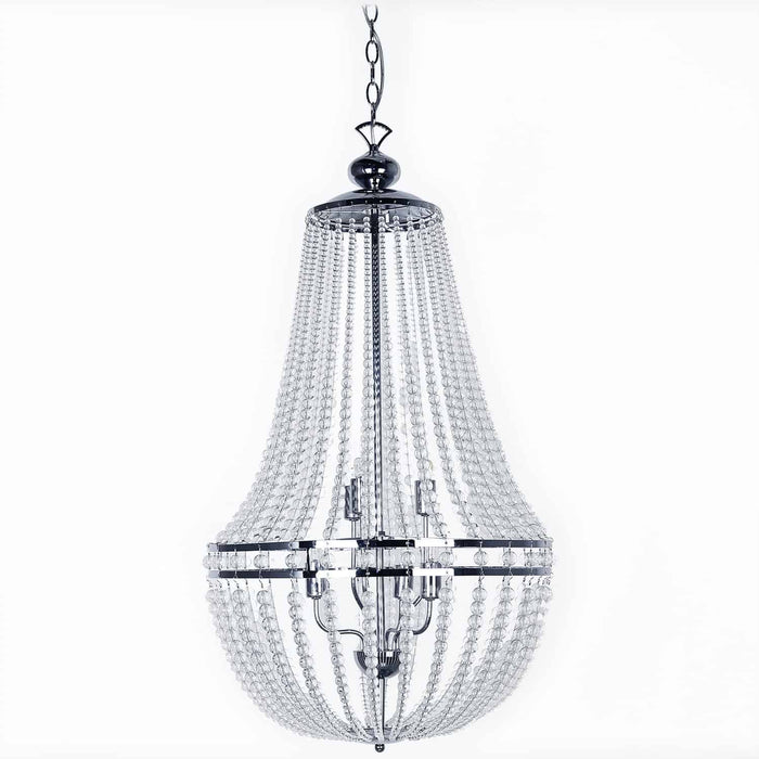 Dawson 6 Light Chandelier - Polished Chrome Finish - Clear Beads