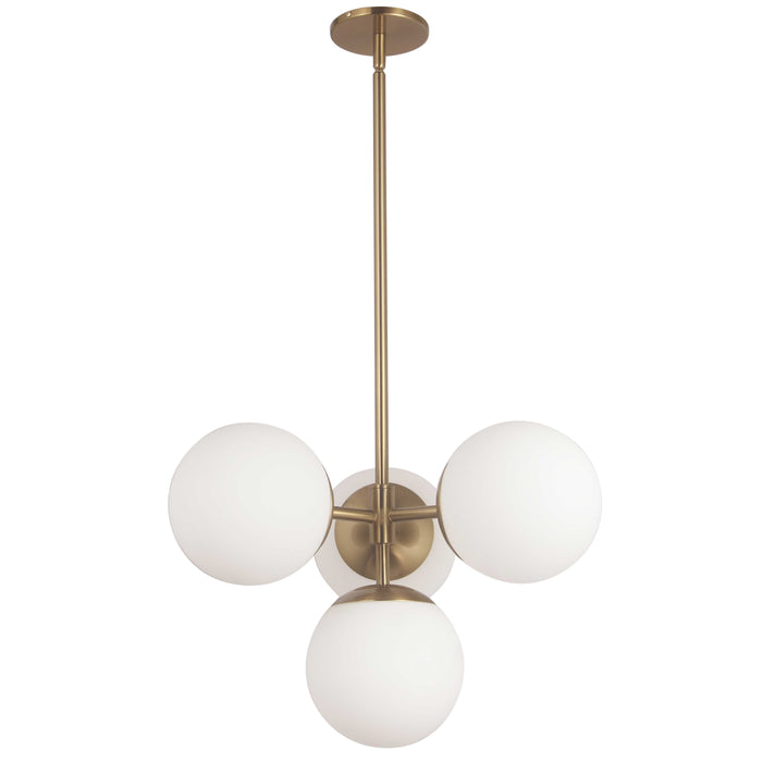 Dayana 4 Light Pendant - Aged Brass Finish - White Opal Glass