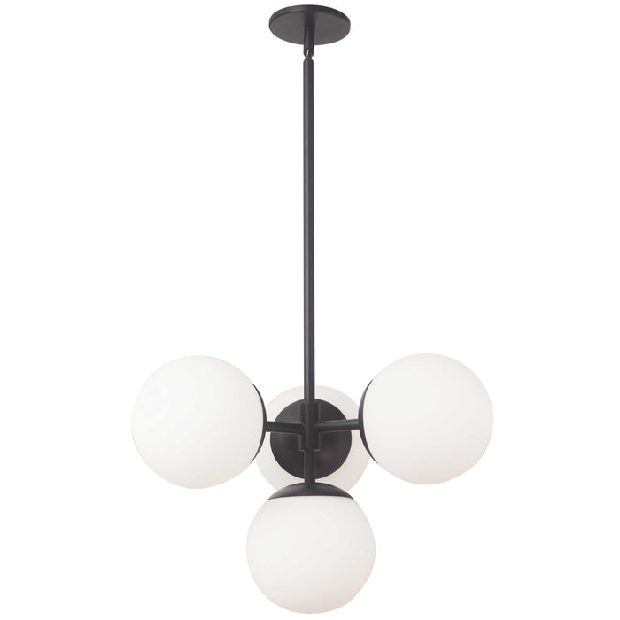 Dayana 4 Light Pendant - Matte Black Finish - White Opal Glass