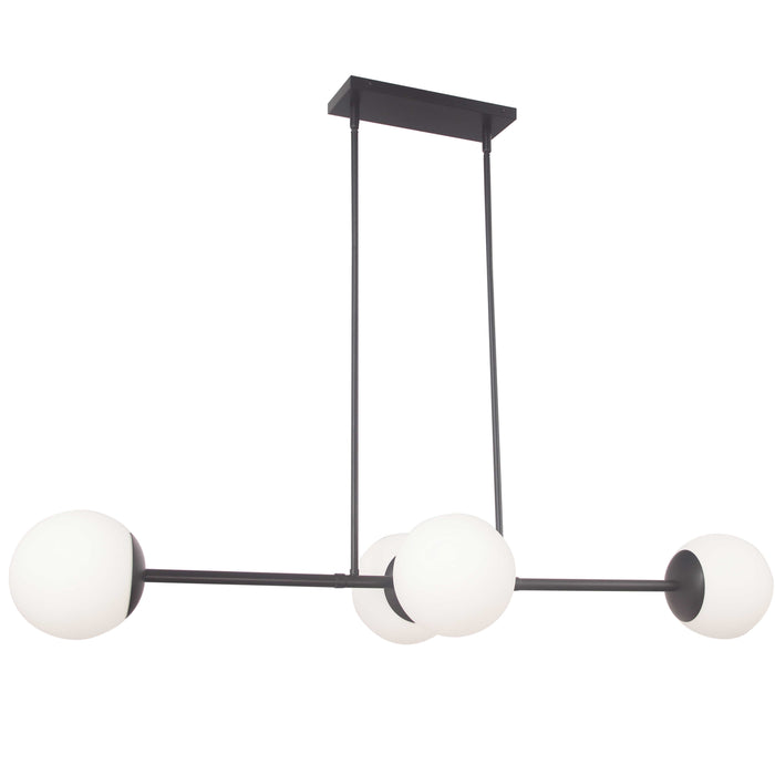 Dayana 4 Light Horizontal Pendant - Matte Black Finish - White Opal Glass