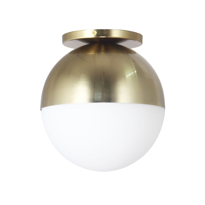 Dayana 1 Light Flush Mount - Incandescent - Aged Brass - White Glass