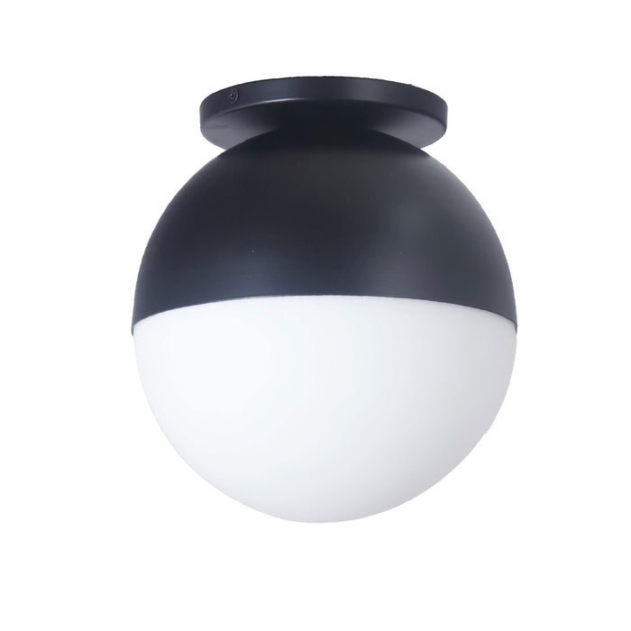 Dayana 1 Light Flush Mount - Incandescent - Matte Black - White Glass