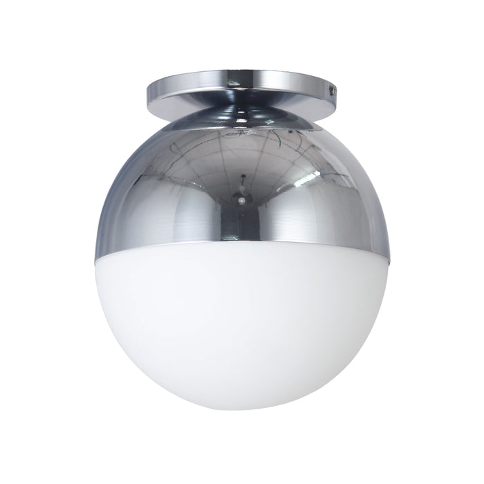 Dayana 1 Light Flush Mount - Incandescent - Polished Chrome - White Glass