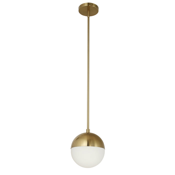 Dayana 1 Light Pendant - Aged Brass Finish -White Opal Glass