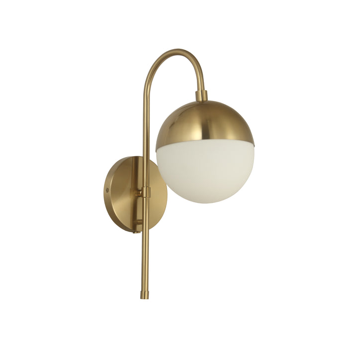 Dayana 1 Light Wall Sconce - Aged Brass - White Opal Glass - Hardwire or Plug-In