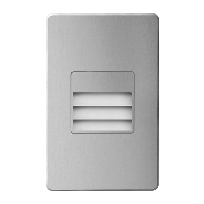 Bella LED Step/Wall Light - 120VAC input - L125mmxW78mmxH37mm - 2700K - 3.3W IP65 - Brushed Aluminum Wall Bella LED Step/Wall Light - Light with Louver.