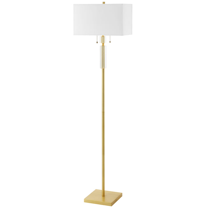 Fernanda 2 Light Floor Lamp - Aged Brass - White Shade