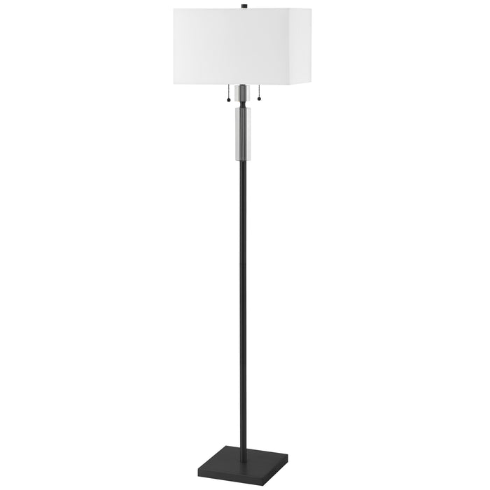 Fernanda 2 Light Floor Lamp - Matte Black - White Shade