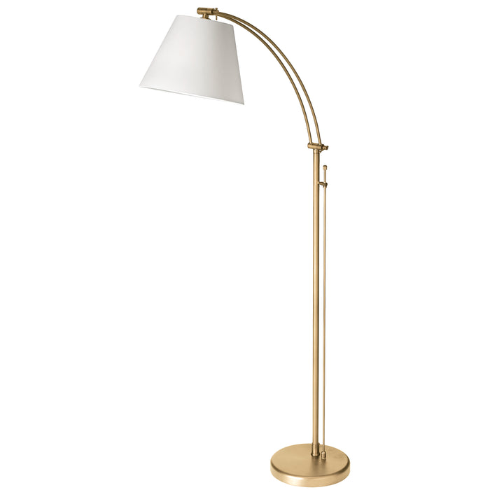 Felix 1 Light Adjustable Floor Lamp - Aged Brass - White Shade