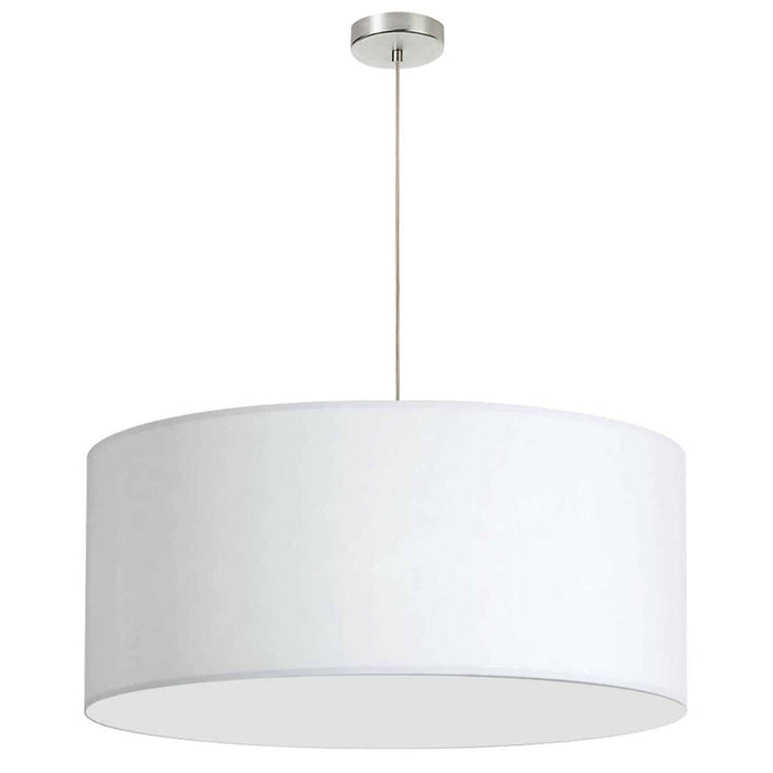 1 Light Drum Pendant - 28" dia - Polished Chrome Finish - White Shade - No Bottom Diffuser