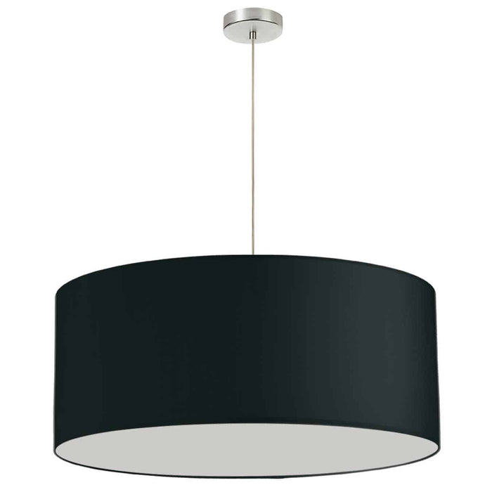 1 Light Drum Pendant - 28" dia - Satin Chrome Finish - Black Shade - No Bottom Diffuser