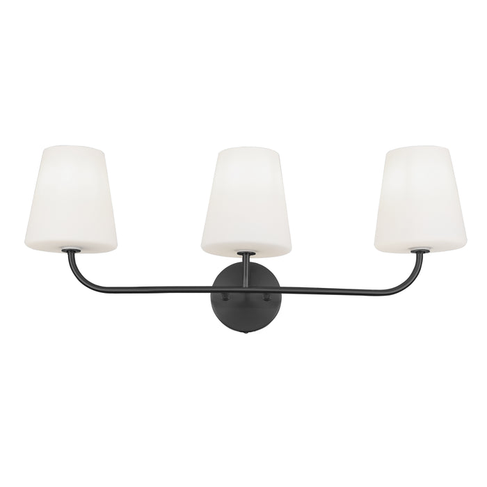 Eleanor 3 Light Vanity Light - Matte Black - White Opal Glass