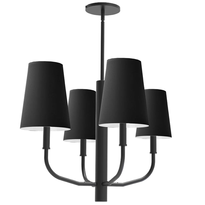 Eleanor 4 Light Chandelier - Matte Black - Black/White Shades