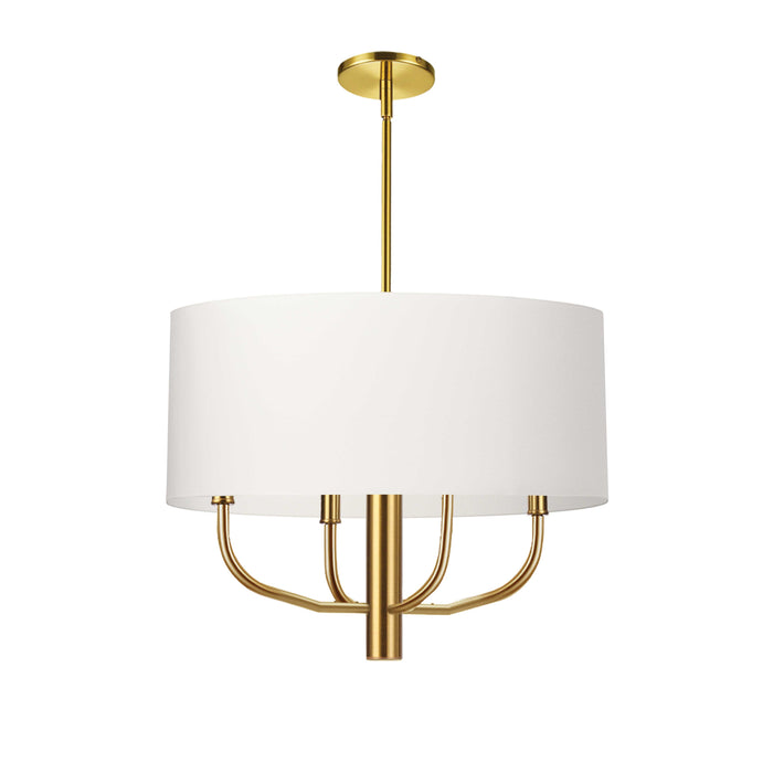 Eleanor 4 Light Chandelier - Aged Brass - White Fabric Shade